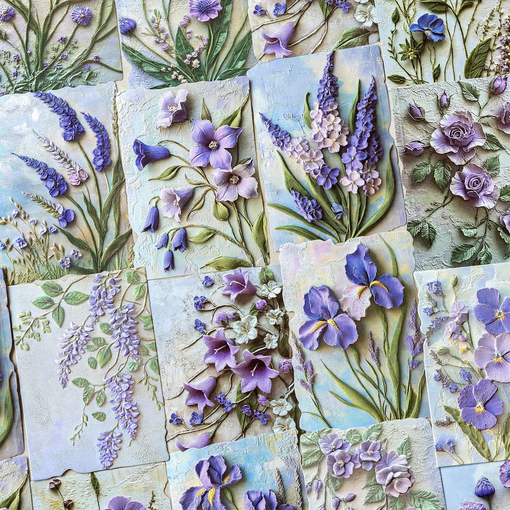 Papier Éphéméra Fleur 3D Embossé pour Scrapbooking