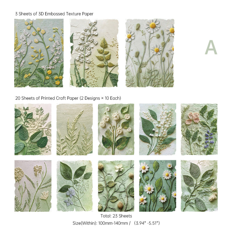 3D Embossed Floral Ephemera Paper for Scrapbooking