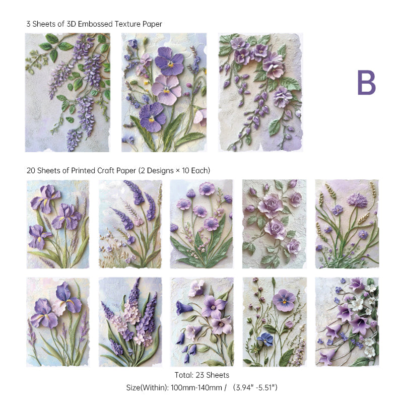 Papier Éphéméra Fleur 3D Embossé pour Scrapbooking