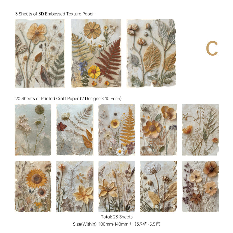 3D Embossed Floral Ephemera Paper for Scrapbooking