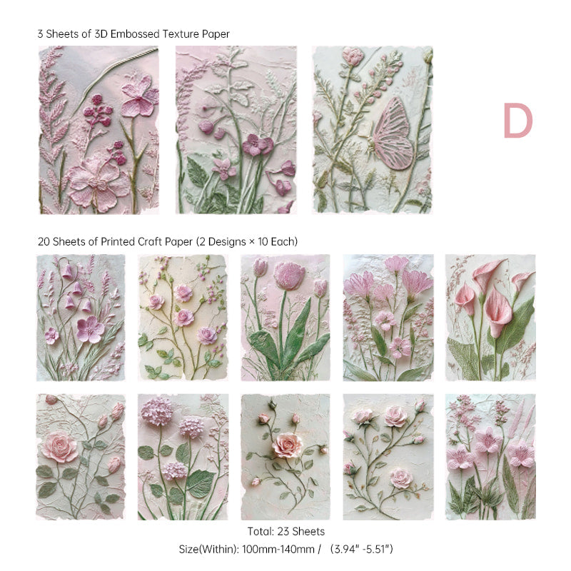 3D Embossed Floral Ephemera Paper for Scrapbooking