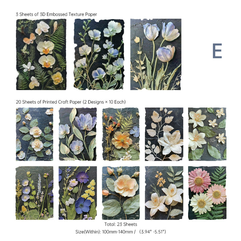 Papier Éphéméra Fleur 3D Embossé pour Scrapbooking