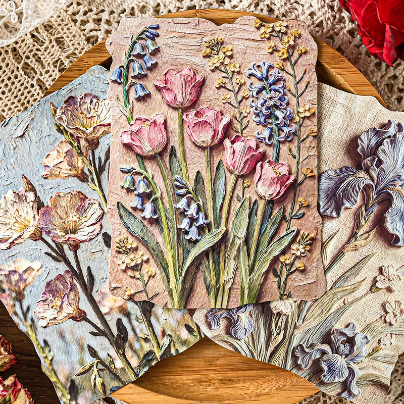 Papier scrapbooking floral en relief 3D