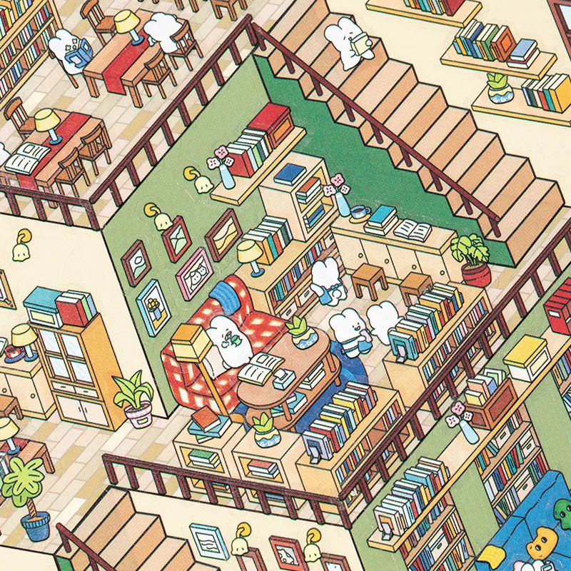 Autocollants miniatures 3D – Supermarché et librairie – Monde en coupe à faire soi-même