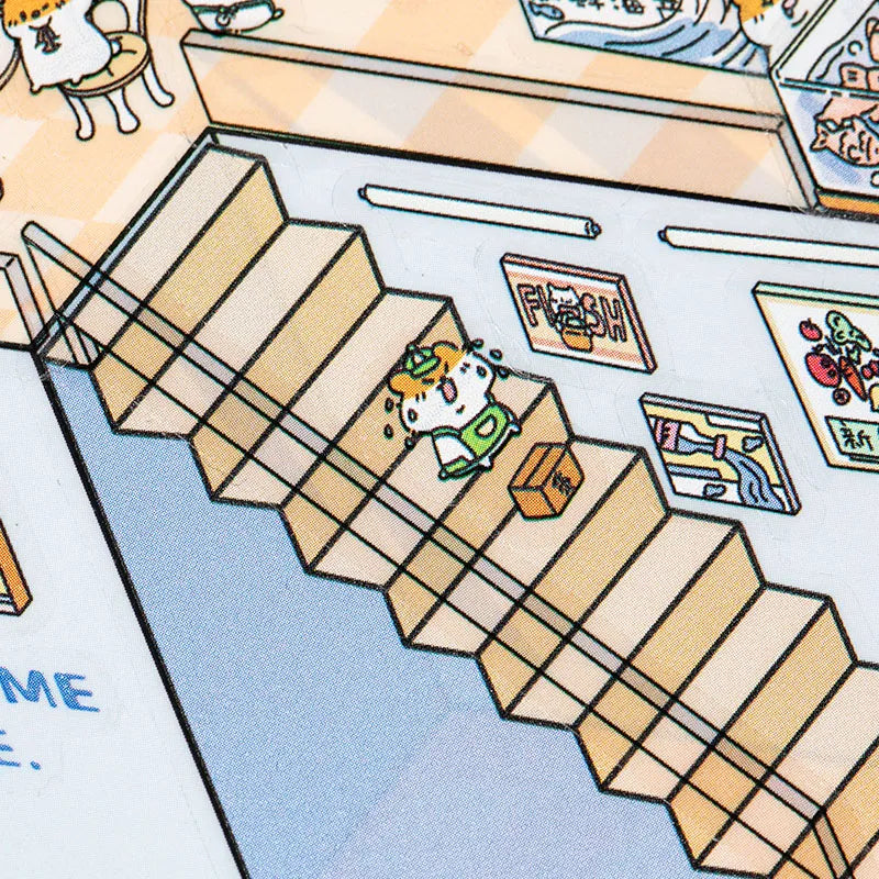 Autocollants miniatures 3D – Supermarché et librairie – Monde en coupe à faire soi-même