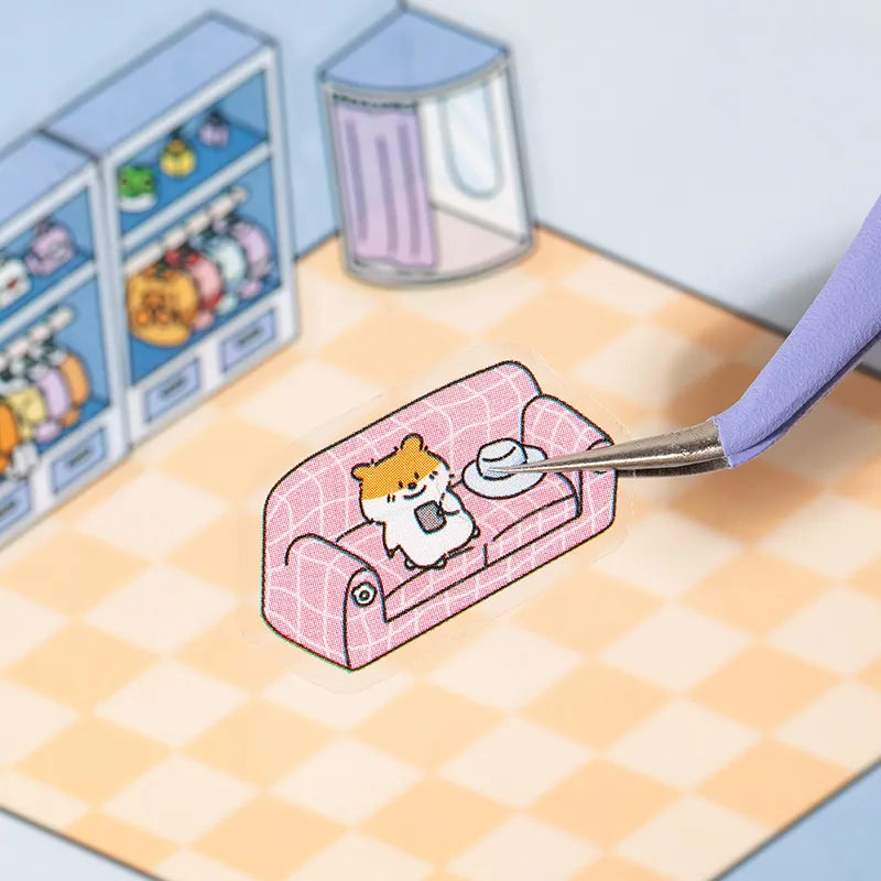 Autocollants miniatures 3D – Supermarché et librairie – Monde en coupe à faire soi-même