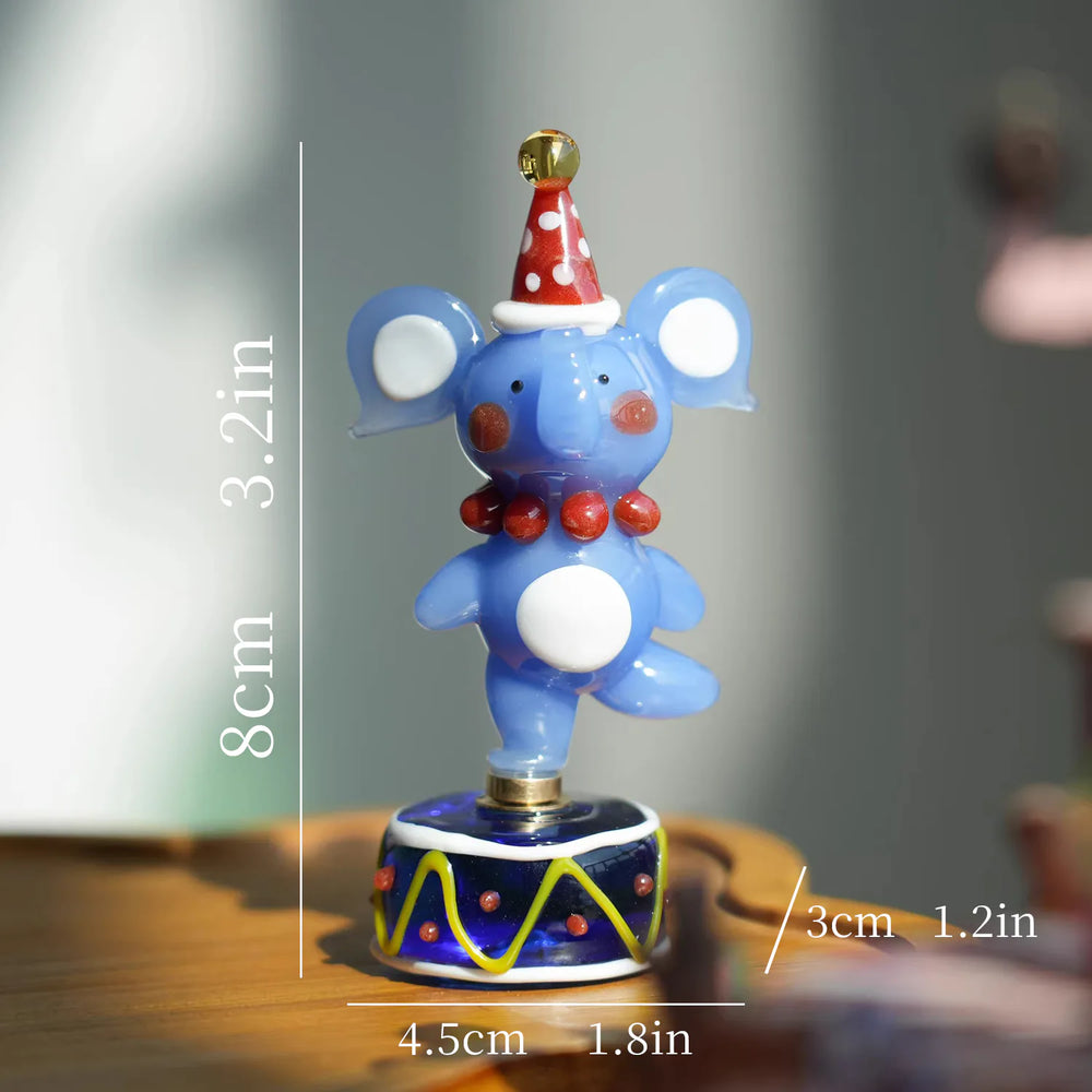 Mini Glass Spinning Elephant Figurine – Handmade Artisan Glass Circus Elephant