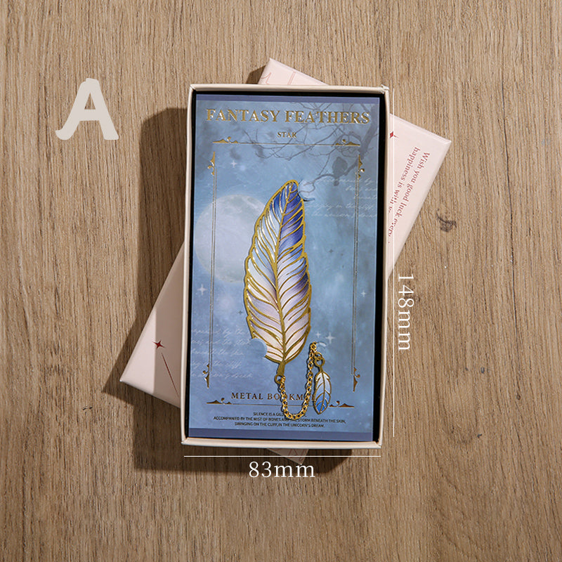 Élégant marque-page en métal avec plumes – Cadeau idéal pour les amoureux des livres et le Nouvel An