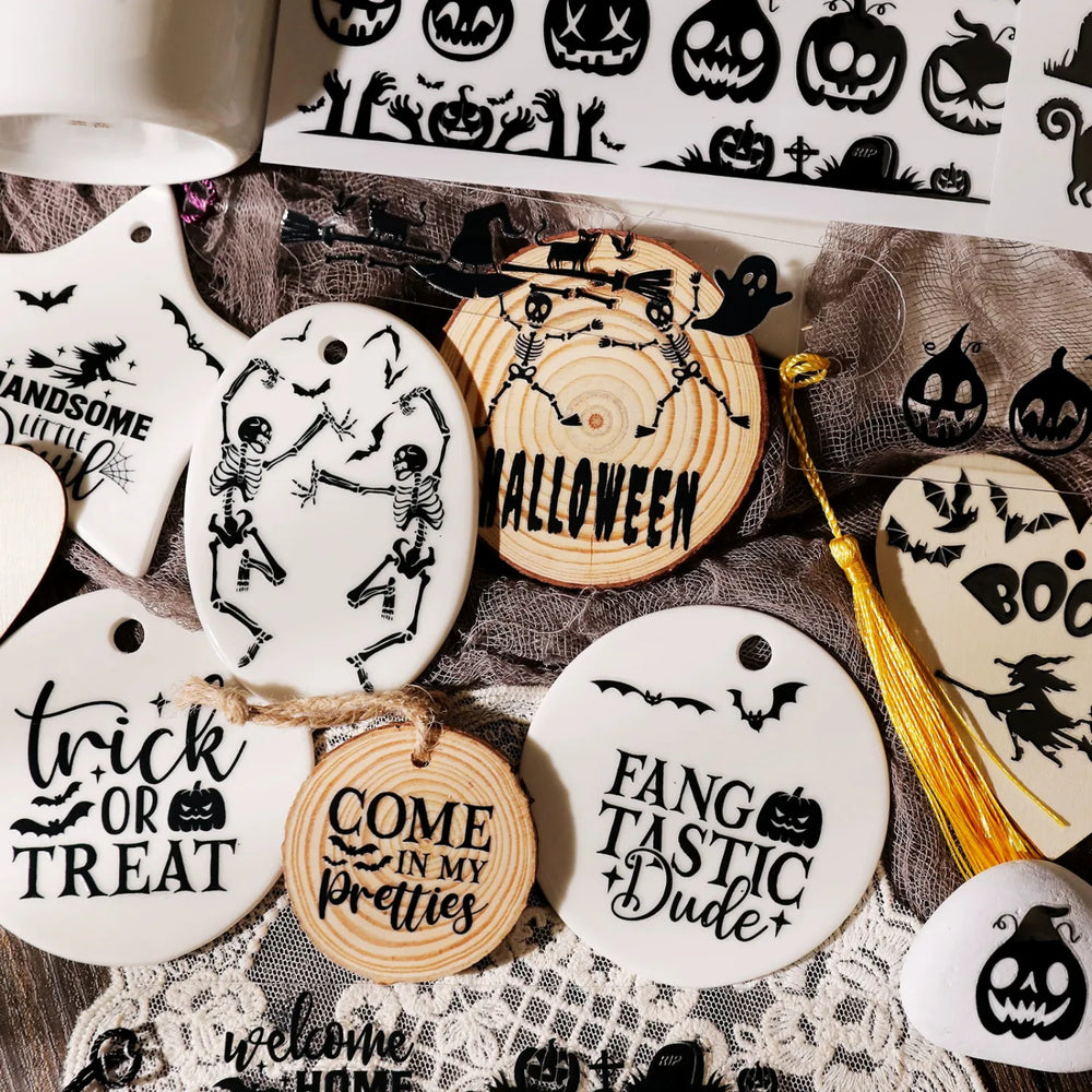 Halloween Crystal Transfer Stickers Black