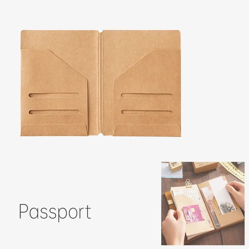 Recharges pour carnet de voyage / Porte-documents en papier kraft | Compatibles avec les formats TN, portable, passeport et A5