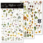 Vintage Dried Flower Rub-On Stickers – Nature-Inspired Transfers for Planners & Crafts