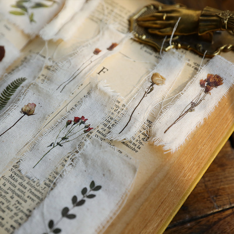 Vintage Dried Flower Rub-On Stickers – Nature-Inspired Transfers for Planners & Crafts
