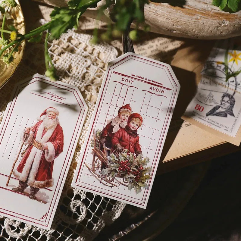 Autocollants à frotter de Noël rétro | Motifs de Père Noël et bonhomme de neige pour les fêtes