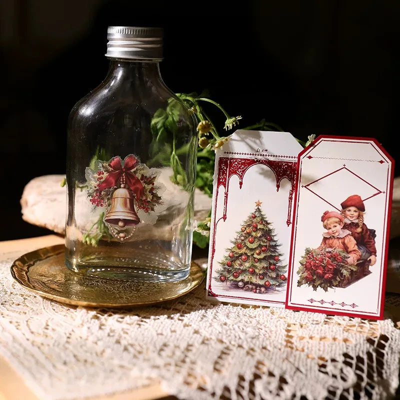 Autocollants à frotter de Noël rétro | Motifs de Père Noël et bonhomme de neige pour les fêtes