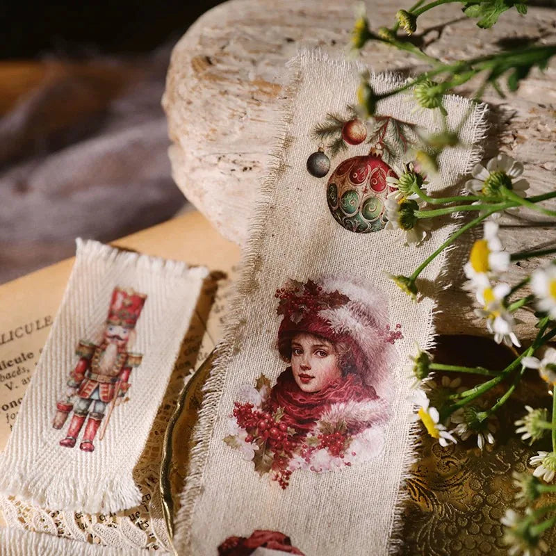 Autocollants à frotter de Noël rétro | Motifs de Père Noël et bonhomme de neige pour les fêtes