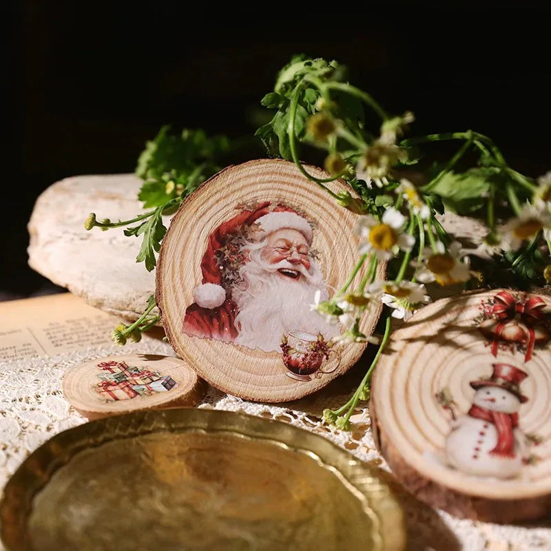 Autocollants à frotter de Noël rétro | Motifs de Père Noël et bonhomme de neige pour les fêtes