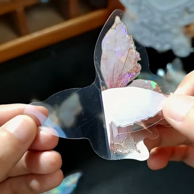 Autocollants PET en forme de papillon brillant