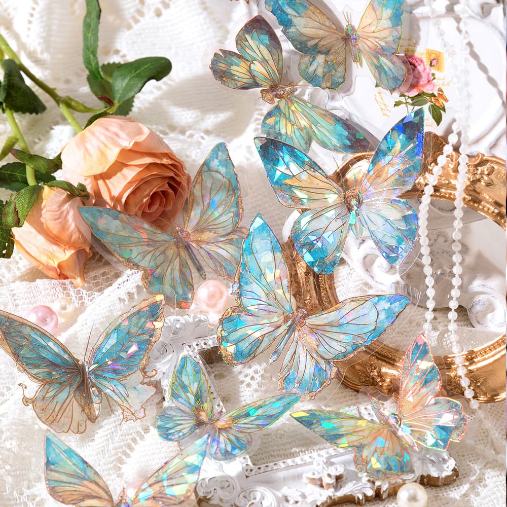 Autocollants PET en forme de papillon brillant