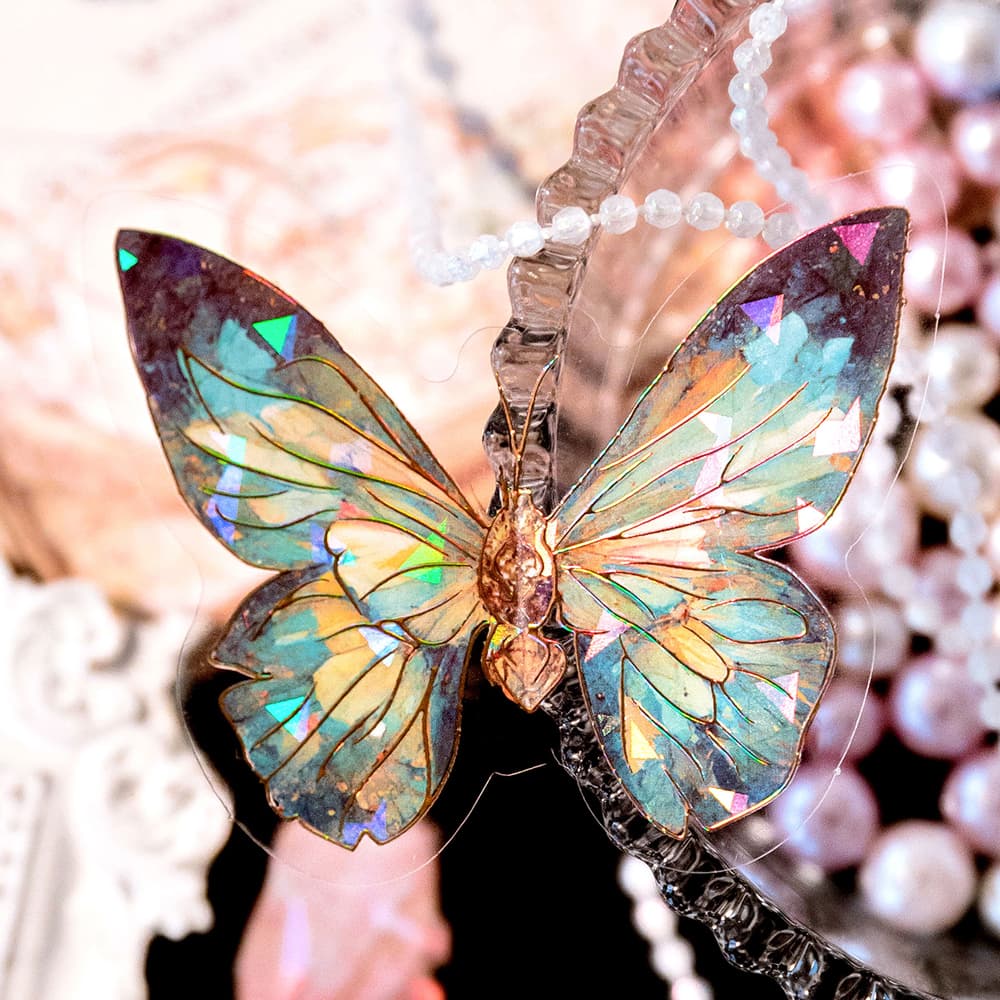 Autocollants PET en forme de papillon brillant