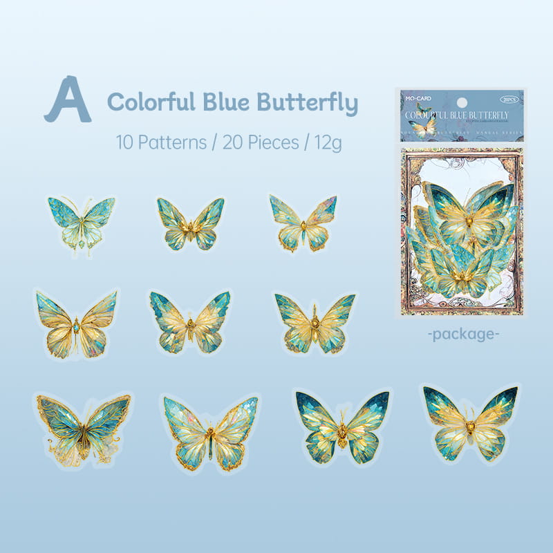 Autocollants PET en forme de papillon brillant