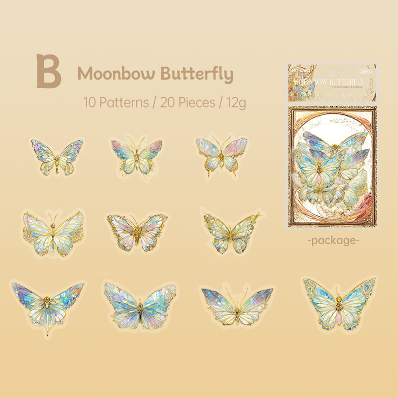 Autocollants PET en forme de papillon brillant
