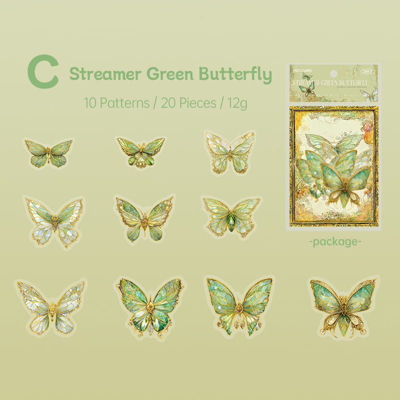 Autocollants PET en forme de papillon brillant