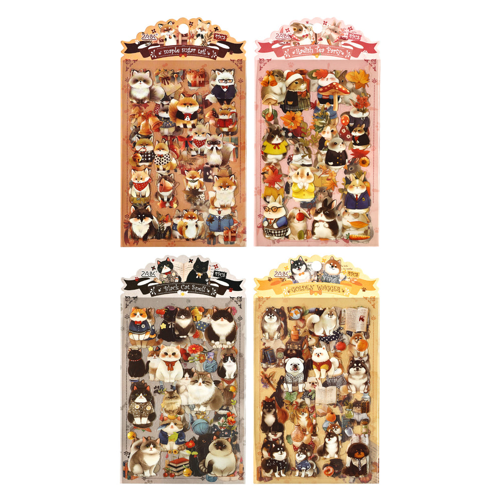 Adorable Pet Stickers – Cute Dog & Rabbit, Cat  Sticker for Journals & Phone Decoration