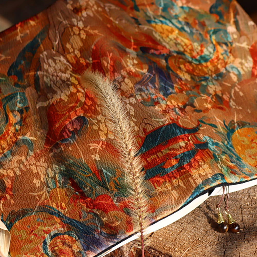 Asian Vintage Dunhuang Style Fabric A5 Notebook Binder & Book Cover Journal Gift For Her