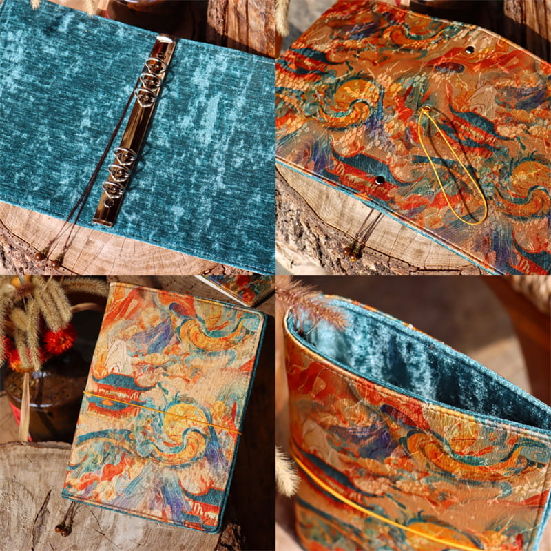 Carnet de notes A5 en tissu style Dunhuang vintage asiatique, avec couverture de livre, cadeau pour elle