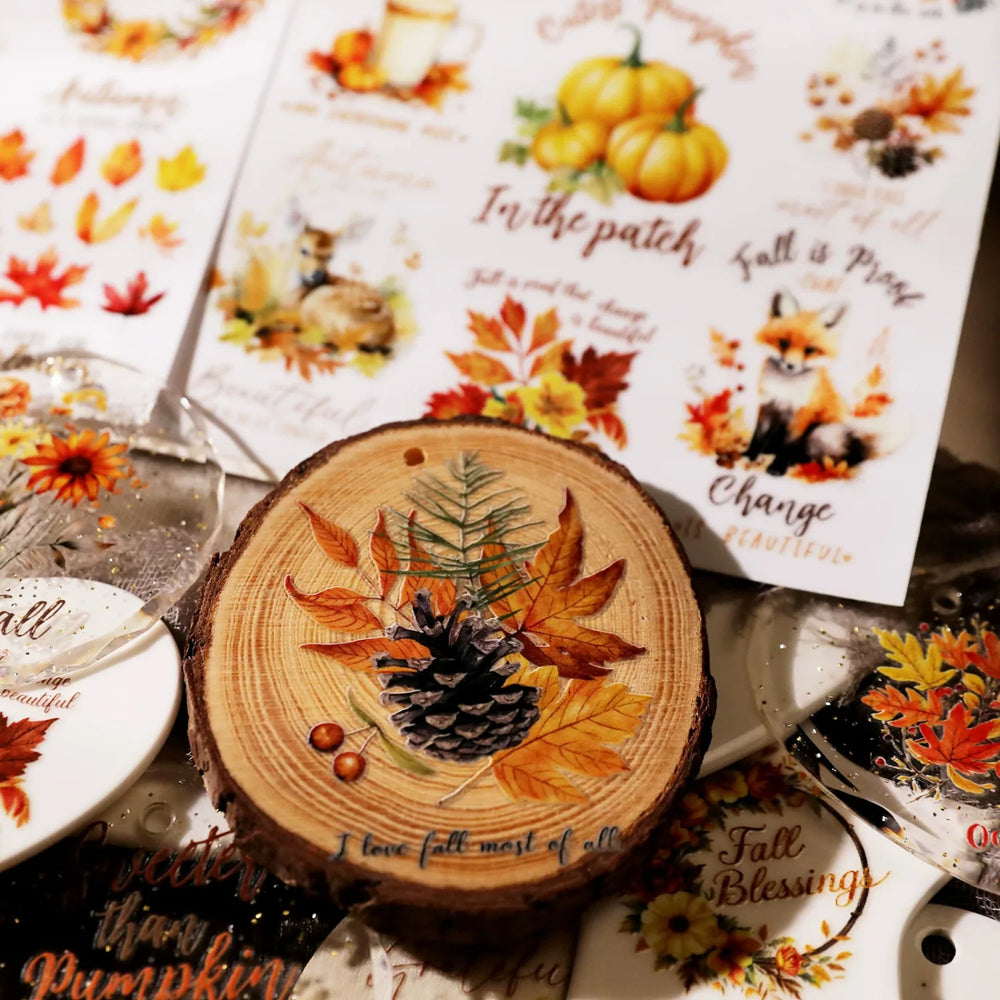 Herbstliche Kristall-Transfer-Aufkleber | Glasbecher, Tassen & Bastelarbeiten