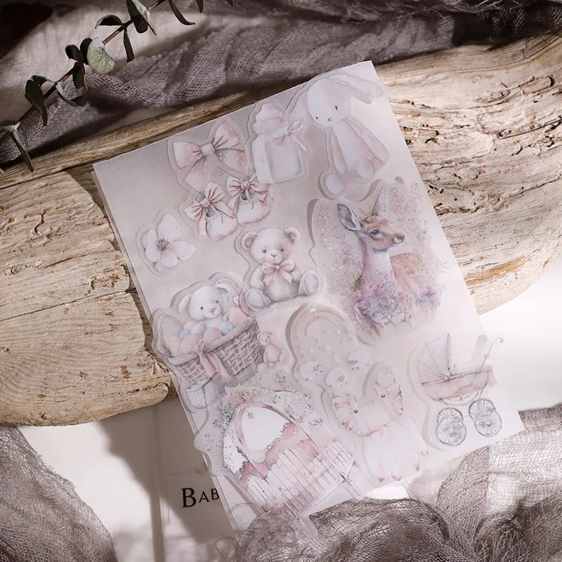 Baby-Motiv Pergament-Sticker-Set