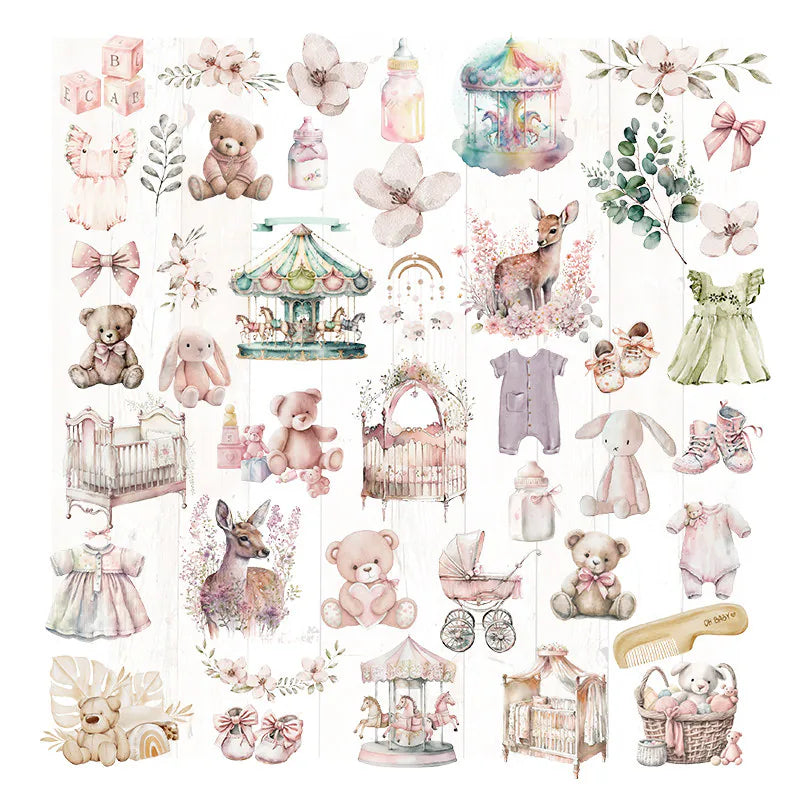 Baby-Motiv Pergament-Sticker-Set