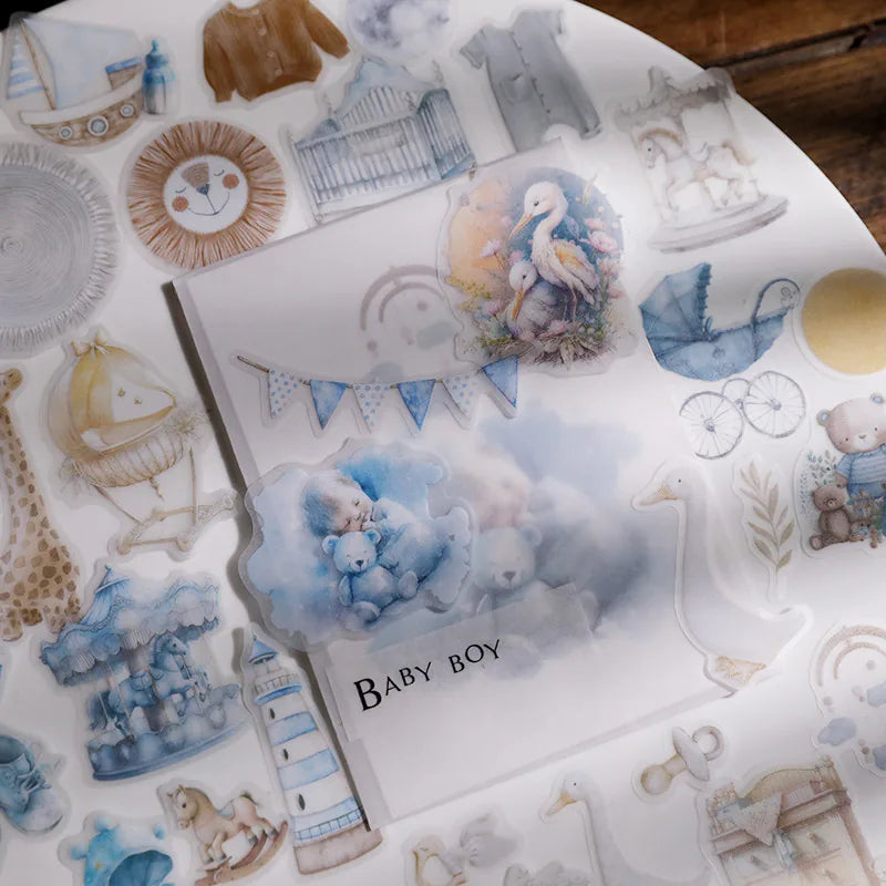 Baby-Motiv Pergament-Sticker-Set