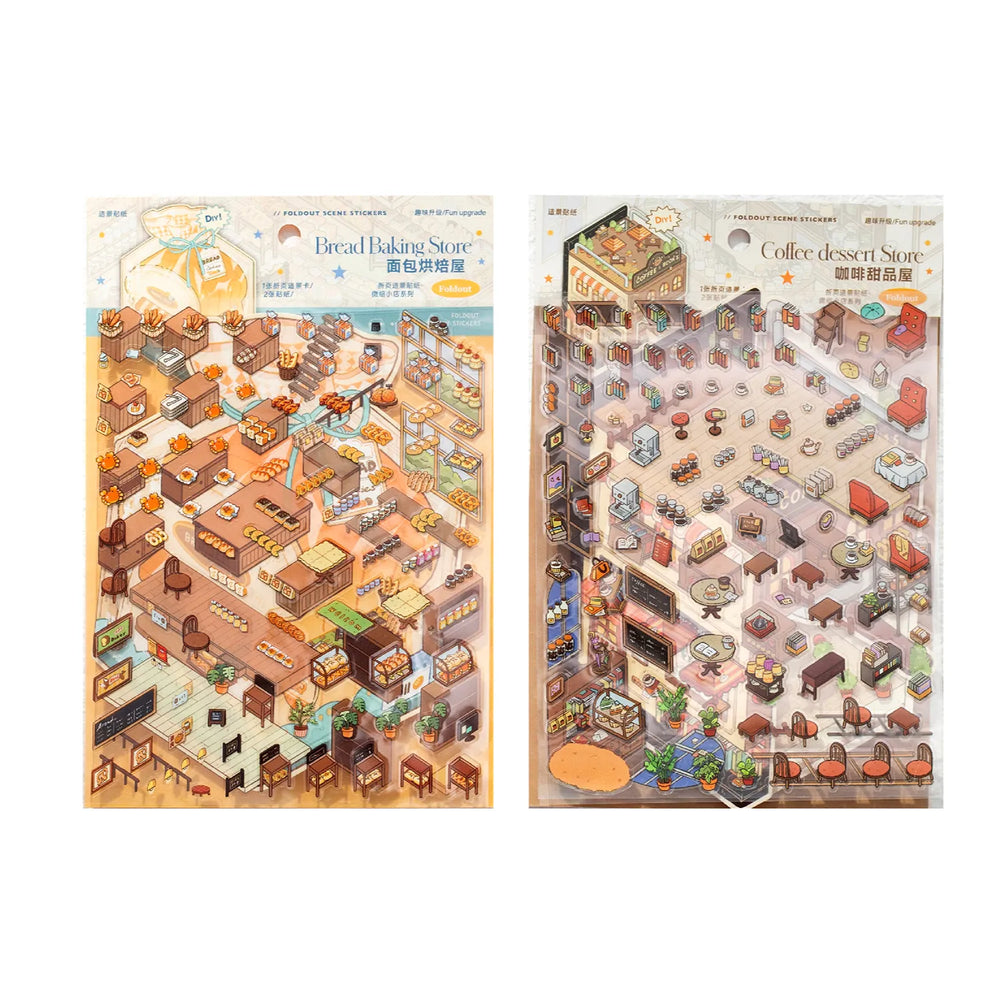 Pack d’Autocollants Scène 3D – Bakery & Coffee Shop