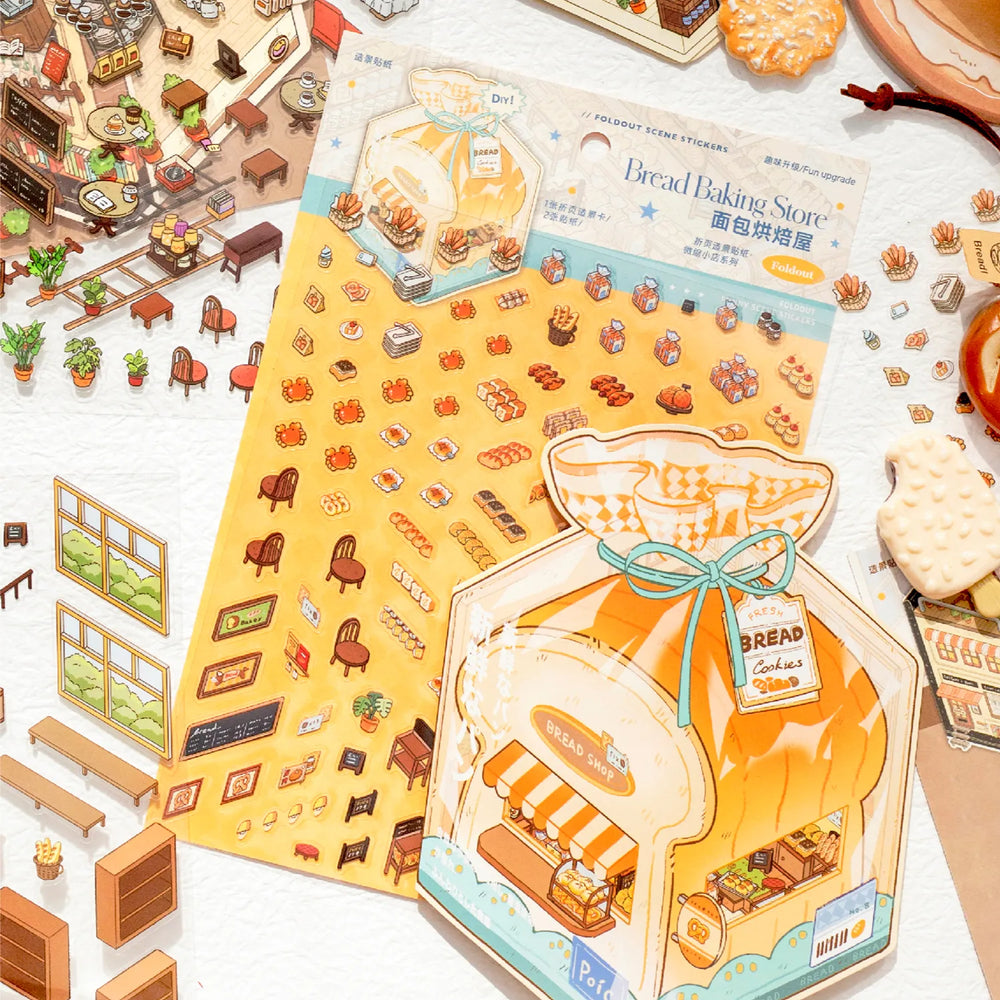 Pack d’Autocollants Scène 3D – Bakery & Coffee Shop