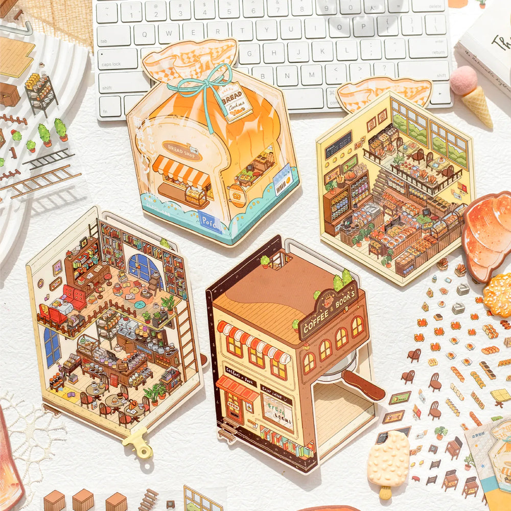 Pack d’Autocollants Scène 3D – Bakery & Coffee Shop