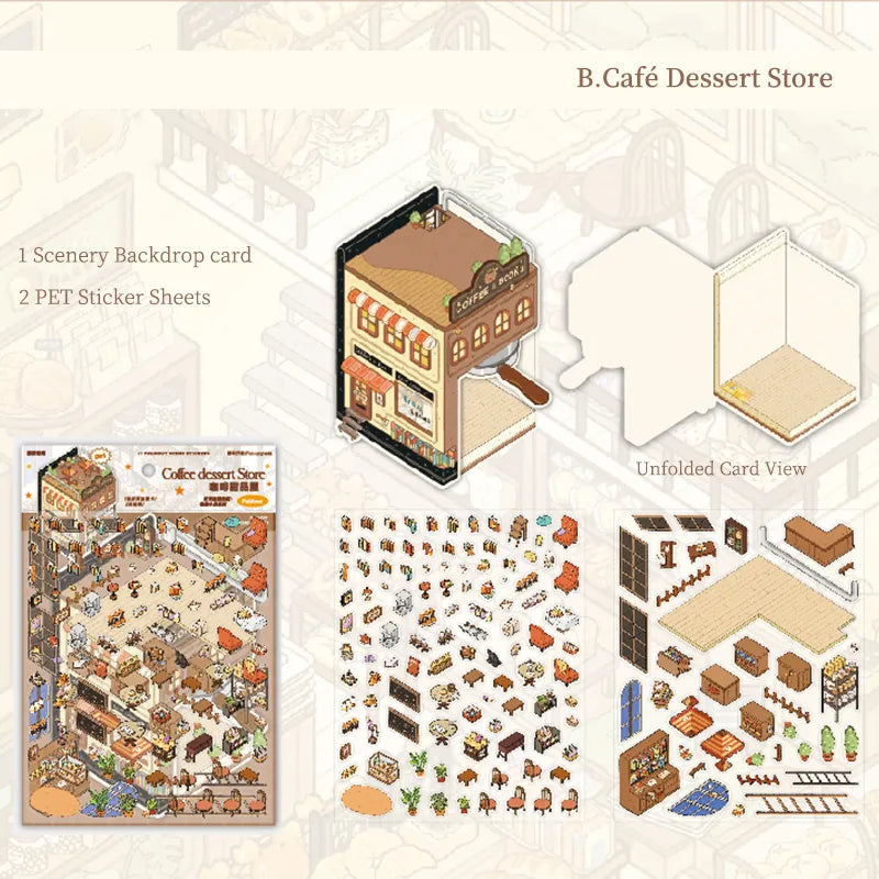 Pack d’Autocollants Scène 3D – Bakery & Coffee Shop