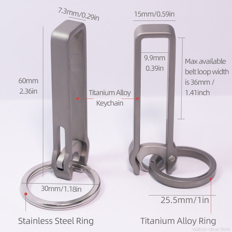 Belt Loop Key Holder Clip Quick Release Titanium For Car Keys