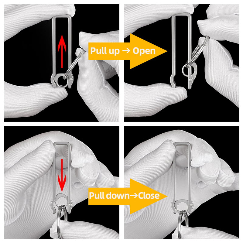 Belt Loop Key Holder Clip Quick Release Titanium For Car Keys