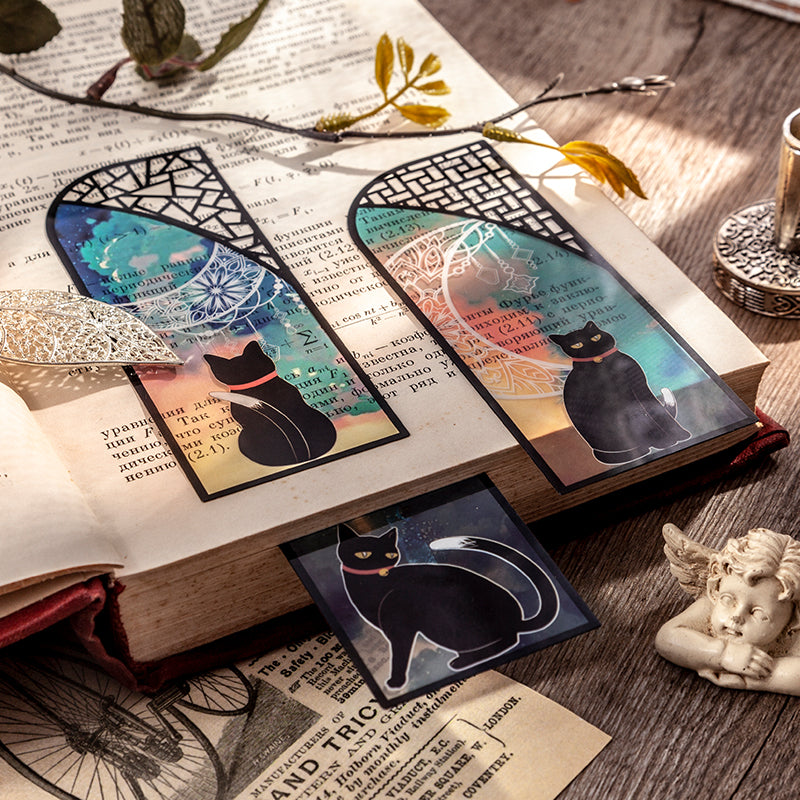 Mystic Black Cat Bookmark – Gothic Aesthetic Translucent Page Holder