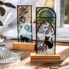 Mystisches schwarzes Katzen-Lesezeichen – durchscheinender Seitenhalter im Gothic-Stil