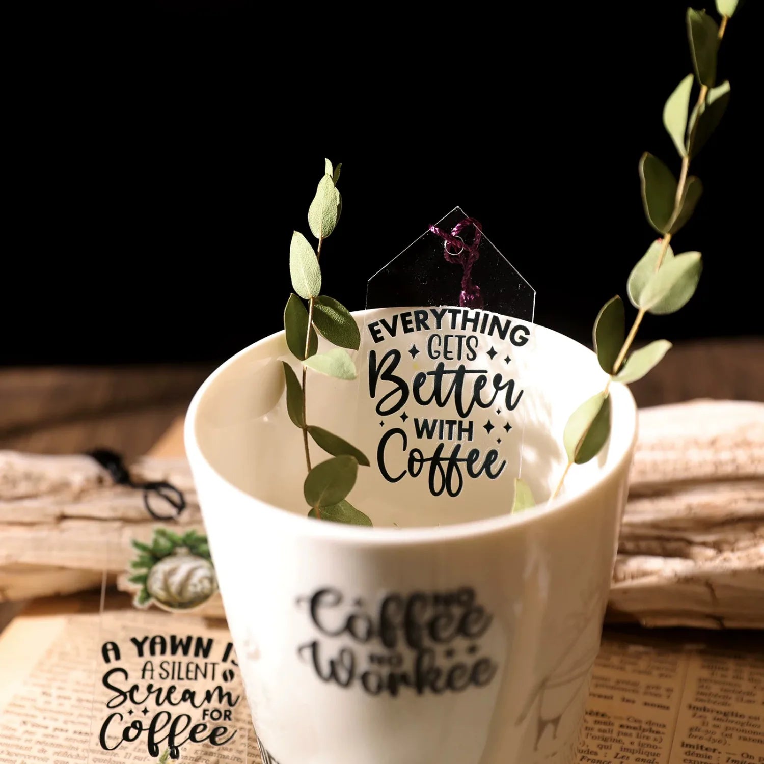 Black Coffee Quote UV DTF Sticker Transfers