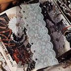 Black & White Lace Background PET Tape | Wide Journaling Ephemera Tape