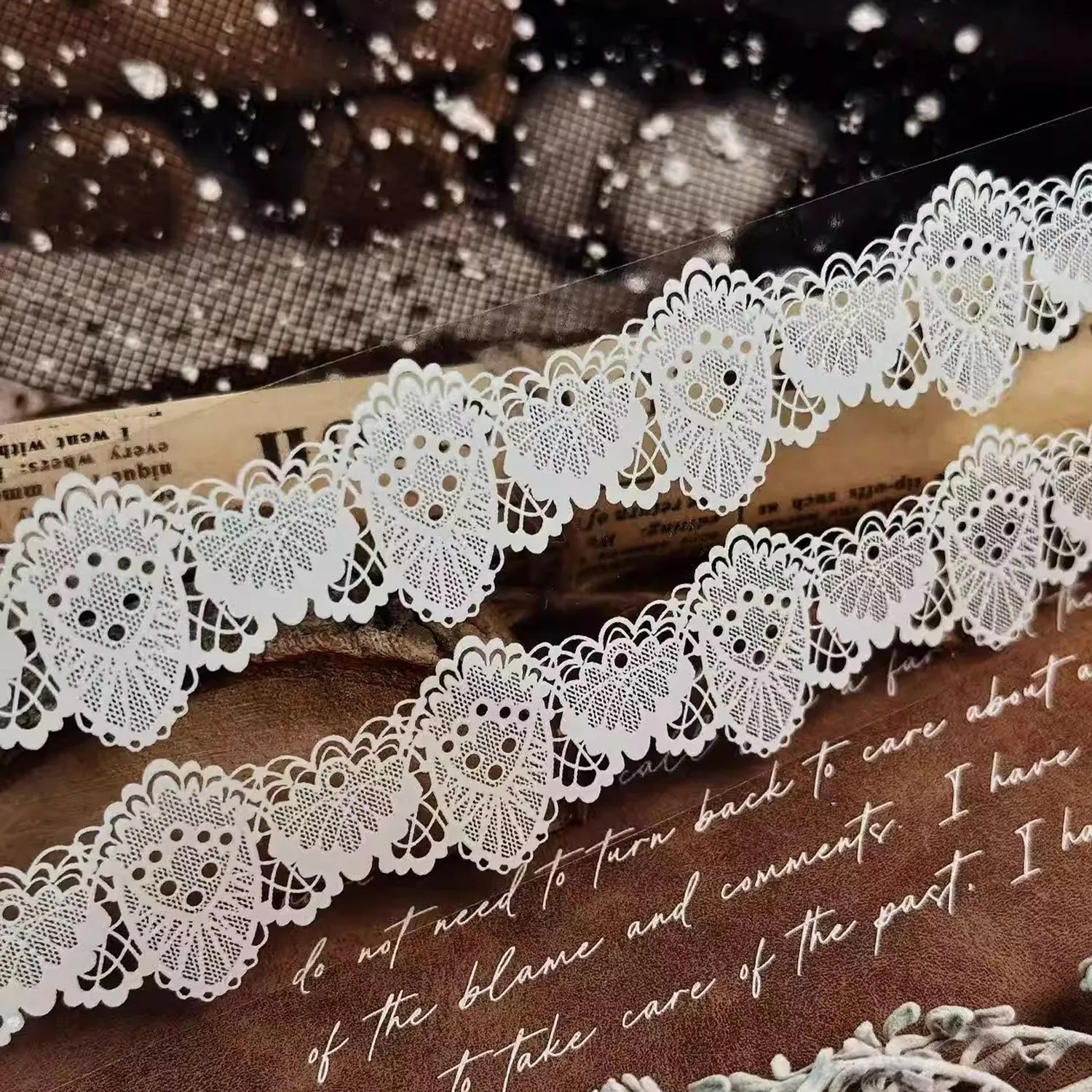 Black & White Lace Background PET Tape | Wide Journaling Ephemera Tape