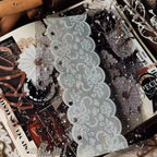 Black & White Lace Background PET Tape | Wide Journaling Ephemera Tape
