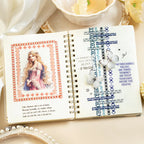 Stickerbuch mit Boho-Texturrand | Tagebuch-Ephemera mit Haustieren und Washi-Stickern