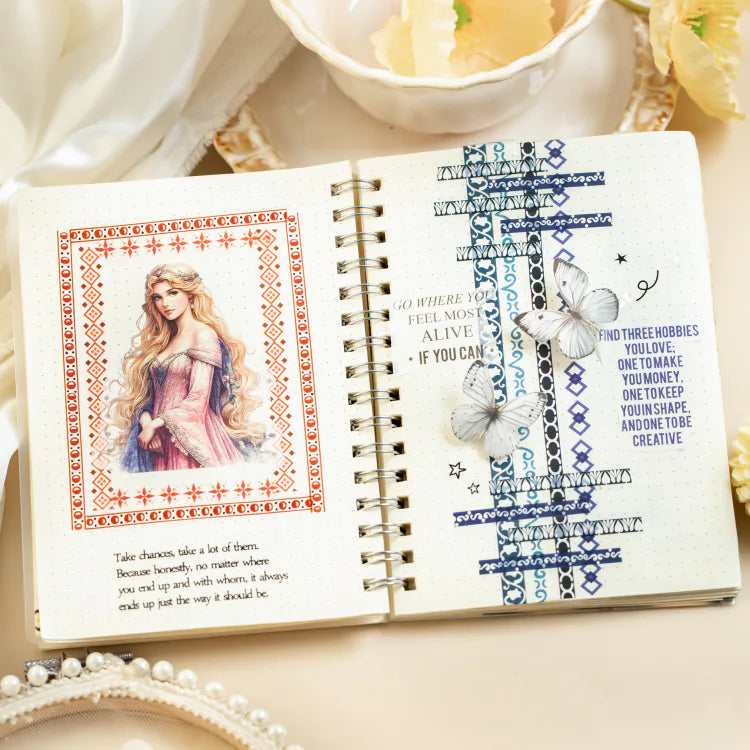 Boho Texture Border Sticker Book | PET & Washi Journaling Ephemera