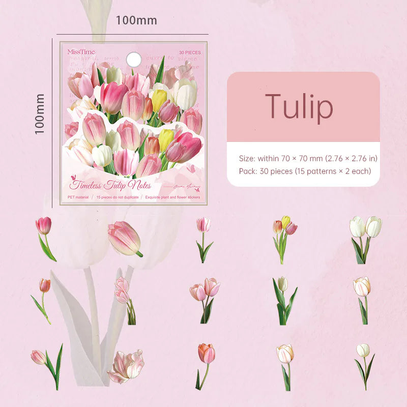 Autocollants PET découpés à l'emporte-pièce à motifs botaniques | Éphémères pour journaling floral et végétal