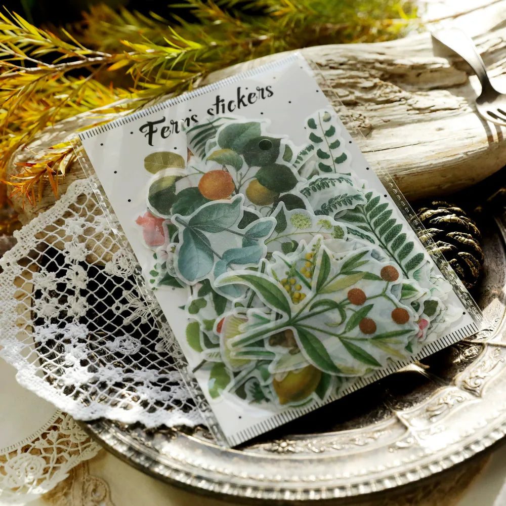 Botanische Farn-Pergament-Stanzsticker