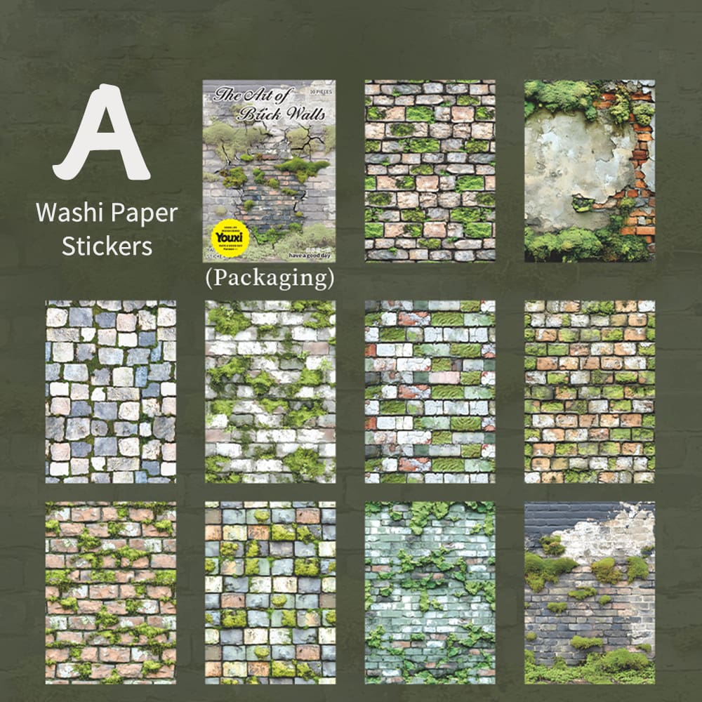 Autocollants en papier Washi de la série Murs de briques
